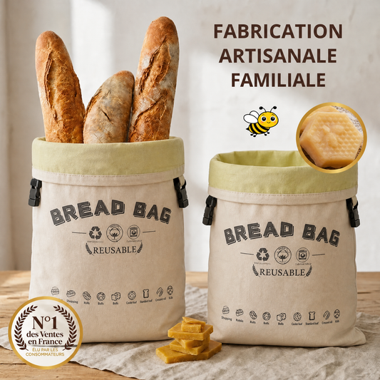 Sac à pain artisanal en coton 100 % et cire d’abeille